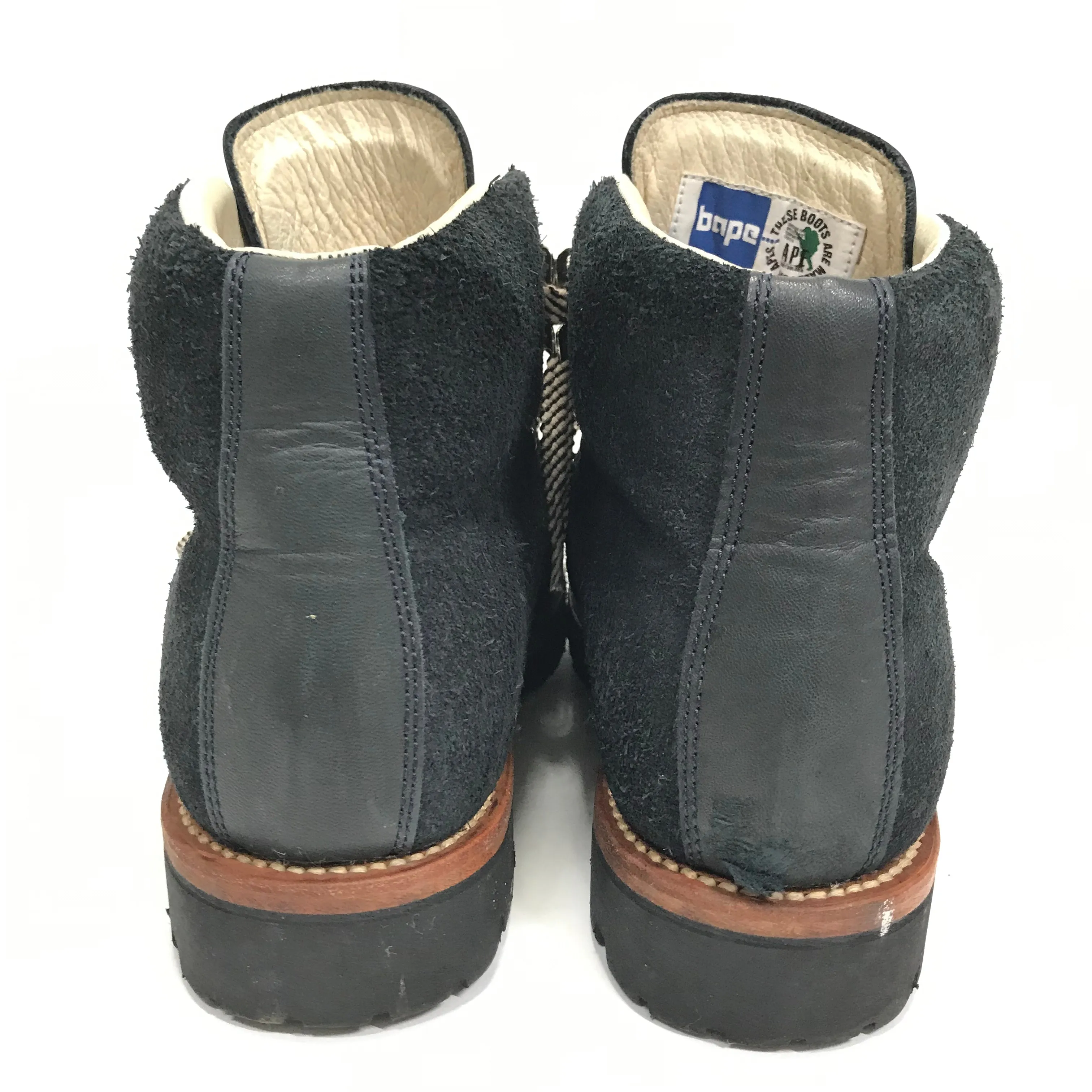 [10] A Bathing Ape Bape Suede Hiking Boots Navy