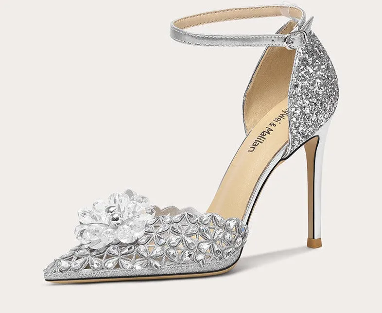 Lily Early 2023 Spring silver high-heeled shoes- May