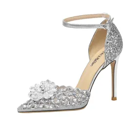 Lily Early 2023 Spring silver high-heeled shoes- May