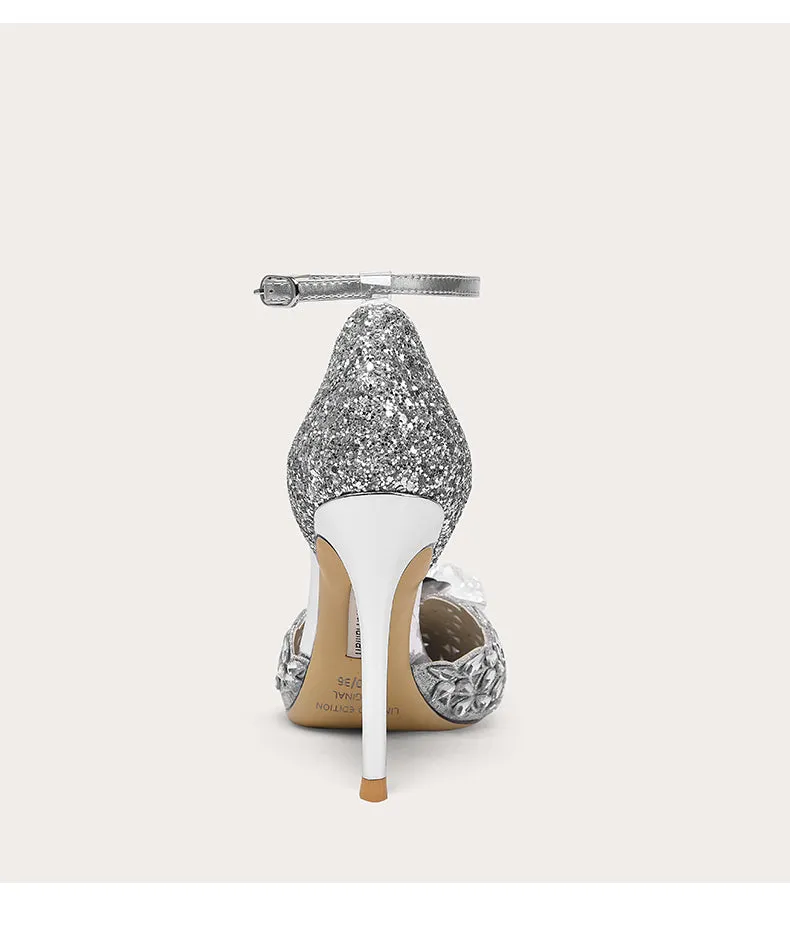 Lily Early 2023 Spring silver high-heeled shoes- May
