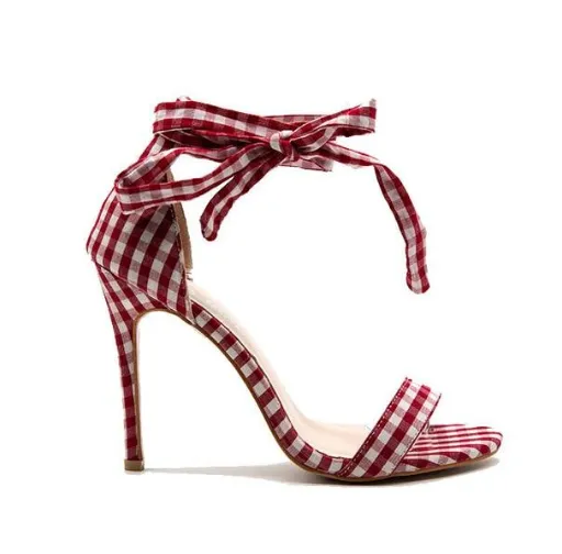 Toe high-heeled ankle straps with large bow sandals - Women's shoes