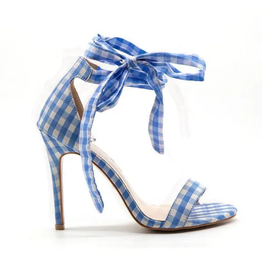 Toe high-heeled ankle straps with large bow sandals - Women's shoes