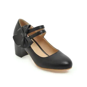 Women's Mary Jane Bowtie Pumps High Heeled Shoes
